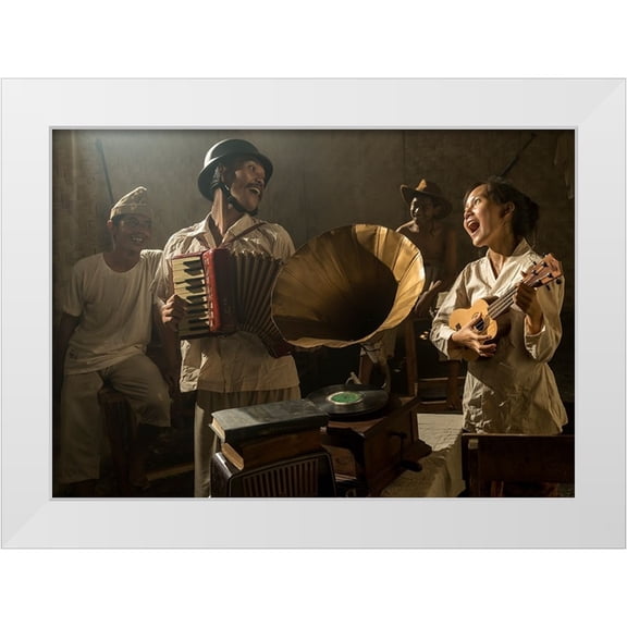 Fifi, Magdalena 32x24 White Modern Wood Framed Museum Art Print Titled - Singing