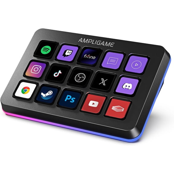 Fifine Stream Controller with 15 Macro Keys, Streaming Keyboard with Trigger Actions in OBS/Twitch/YouTube/Streamlabs, Shortcut Buttons Keypad Works with Mac and PC-D6