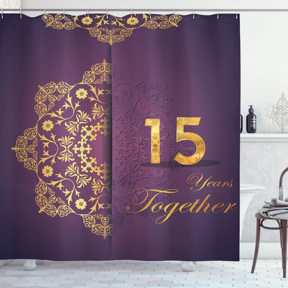 Fifteen Years Together 15th Anniversary Birthday Gift Love Party Shower Curtain
