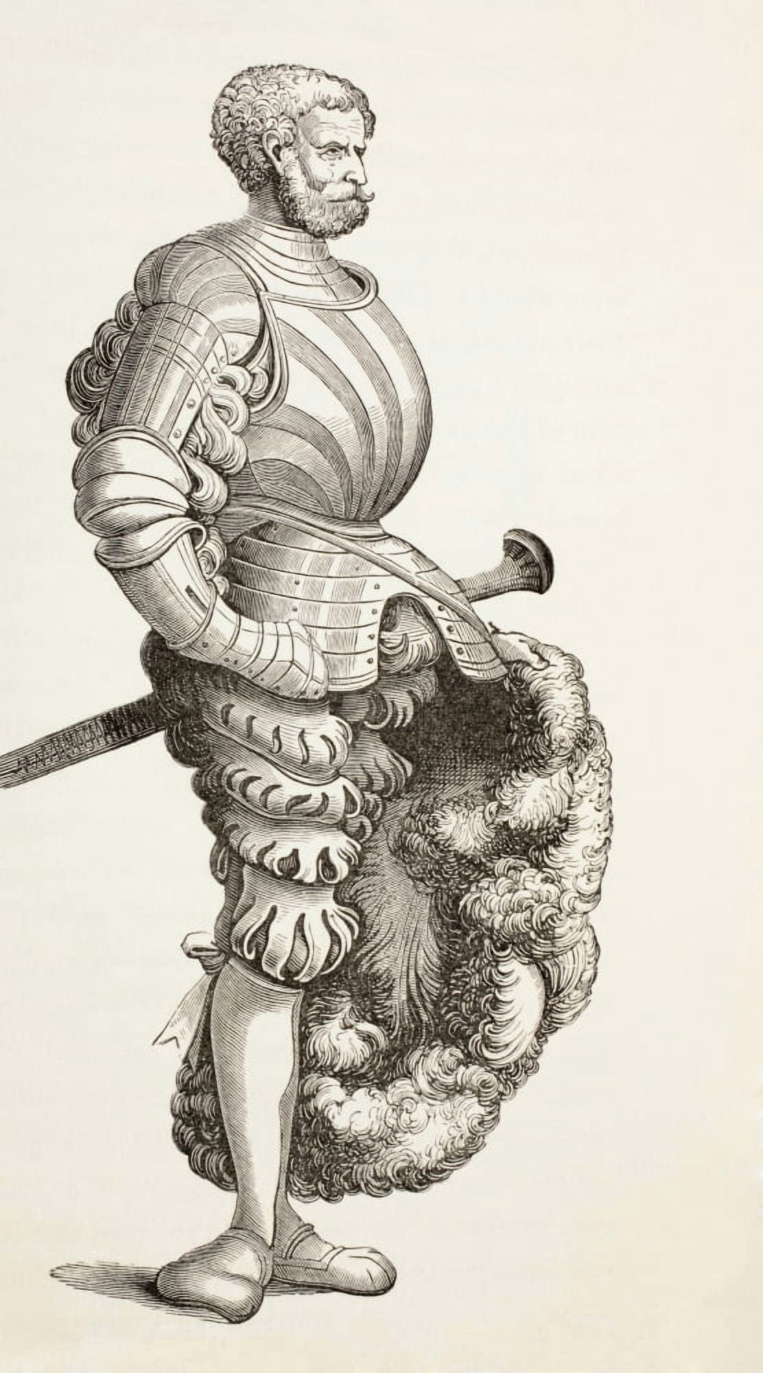 Fifteenth Century Engraving By Burgmayer Of A German Knight After A Design By Albrecht D Canvas Art - Ken Welsh Design Pics (11 x 19)