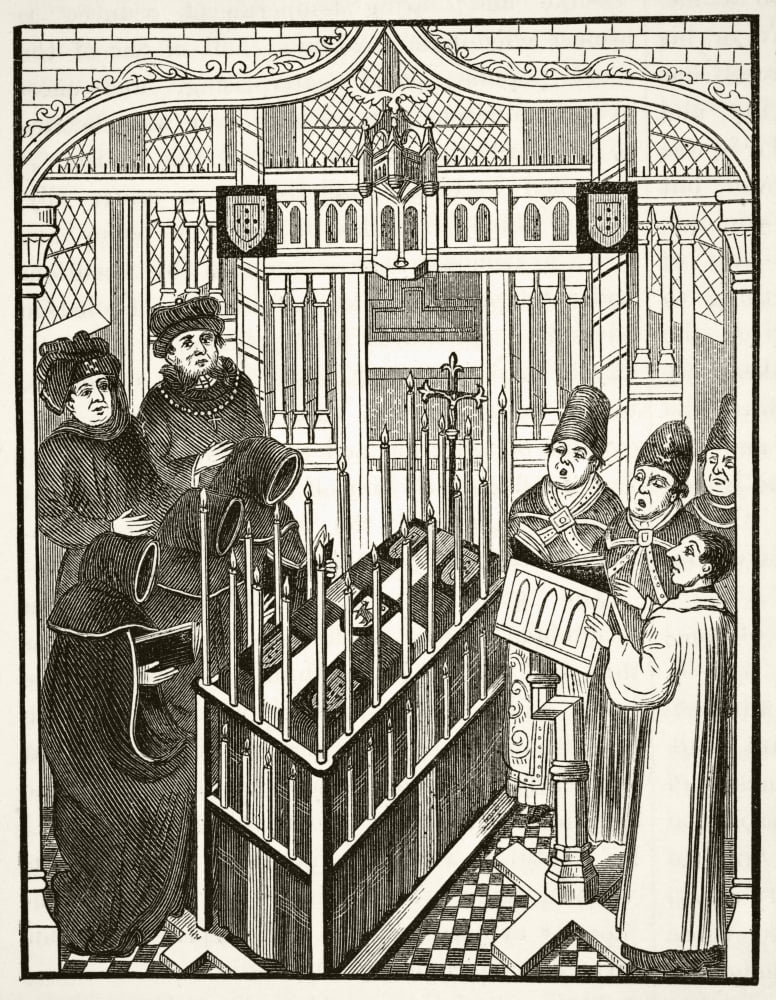 Fifteenth Century Funeral Ceremony For An Important Person From The National And Domestic History Of England By William Aubrey Published London Circa 1890 Canvas Art - Ken Welsh Design Pics (12 x 16)