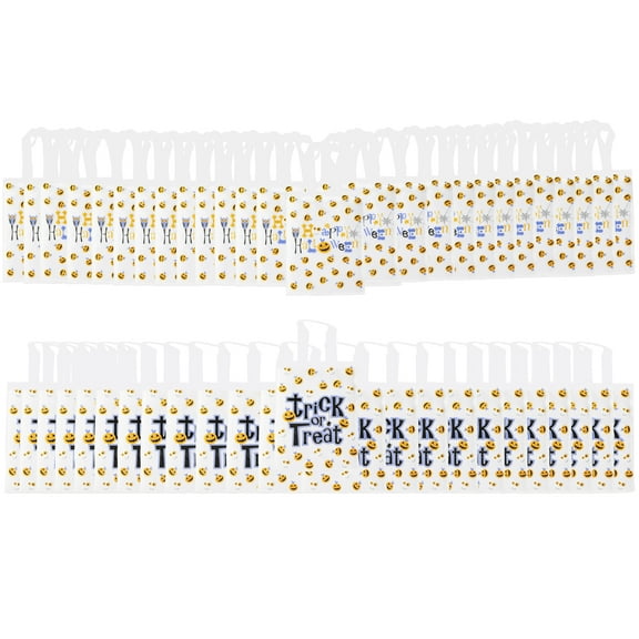 Fifth Ave Kraft 42 Bags Halloween Jack O Lantern & Scull Goodie Bags for Trick-or-Treat, Halloween Trick or Treat Bags Plastic Candy Bags for Halloween Party Favors, Halloween Snacks, Event Party Sup