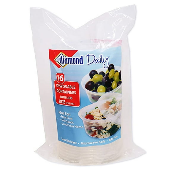 Fifth Ave Kraft Deli Containers Disposable Food Containers with Lids, 16-Pack 8 Oz