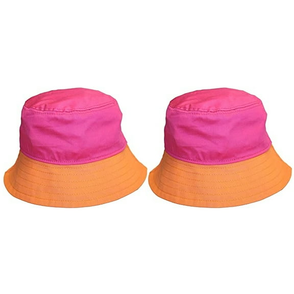 Fifth Ave Kraft Toddler Bucket Hat Sun Shade Beach Hat for Kids, Pink & Orange2-Pack