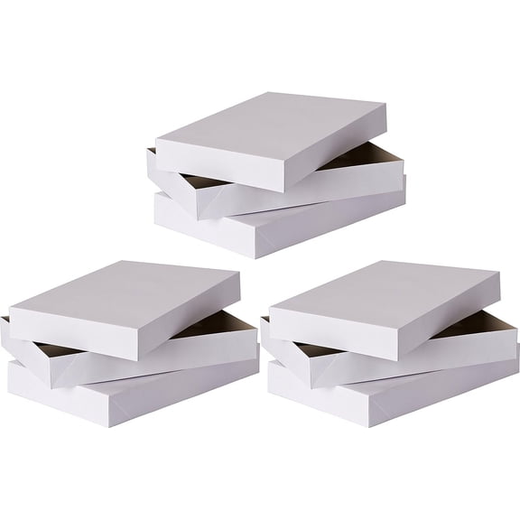 Fifth Ave Kraft White Gift Boxes with Lids, 6 Pack Robe Boxes for Wrapping Gifts