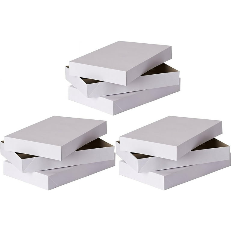 Fifth Ave Kraft White Gift Boxes with Lids, 6 Pack Robe Boxes for Wrapping  Gifts