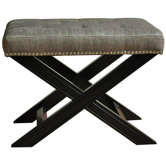 Fifth Ave Textured Silver Nailhead Vanity Stool