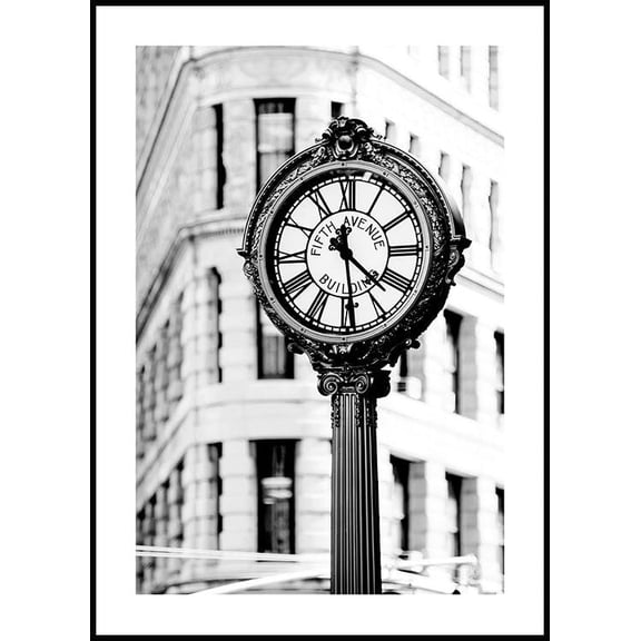 Fifth Avenue Building Clock Poster Wall Art, Modern Wall Decor For Living Room Bedroom, 8x12 UNFRAMED