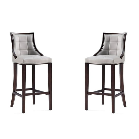 Manhattan Comfort Fifth 31.5" Faux Leather Barstool in Gray (Set of 2)