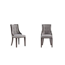 Manhattan Comfort Fifth 18.5" Faux Leather Dining Chair in Gray (Set of 2)