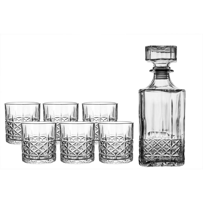 Whiskey Decanter And Glasses Bar Set, Includes Whisky Decanter And 6  Cocktail Glasses - 7 Piece Set