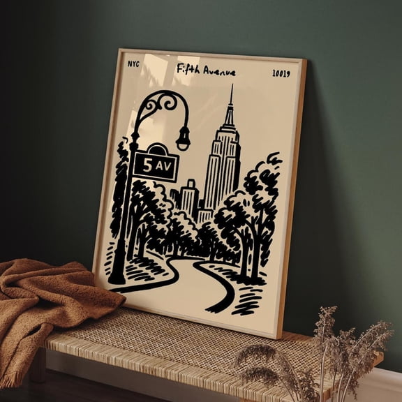 Fifth Avenue Nyc Modern Cityscape Unframed Paper Print
