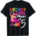 thumbnail image 1 of Fifth Birthday 5 Year Pink Dinosaur Trex 5Th Birthday Girl T-Shirt Unisex S-5XL Hot Trending Shirt, Vintage Birthday Gift, 1 of 3