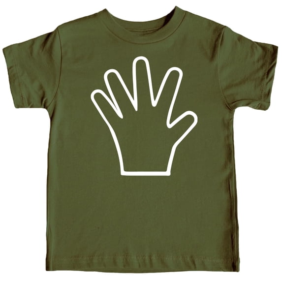 Fifth Birthday 5 Years Old Hand Shirt 5th Birthday Outfit for Boys and Girls White on Military Green Shirt 4T
