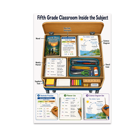 Fifth Grade Classroom Inside the Subject Poster, Teaching Spaces, Learning Engagement, and Educational Decor, 13x19 Glossy Paper