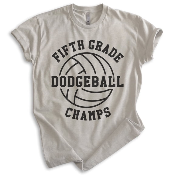Fifth Grade Dodgeball Champs T-shirt, Unisex Women's Men's, Funny Dodgeball School Dodge Ball Sports, Light Silk Gray, Small