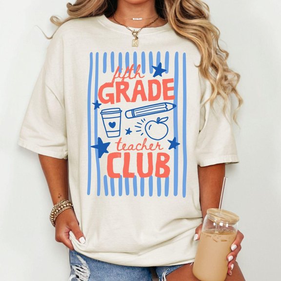 Fifth Grade Teacher Club Shirt Trendy 5th Grade TShirt Striped Grade Level Tee