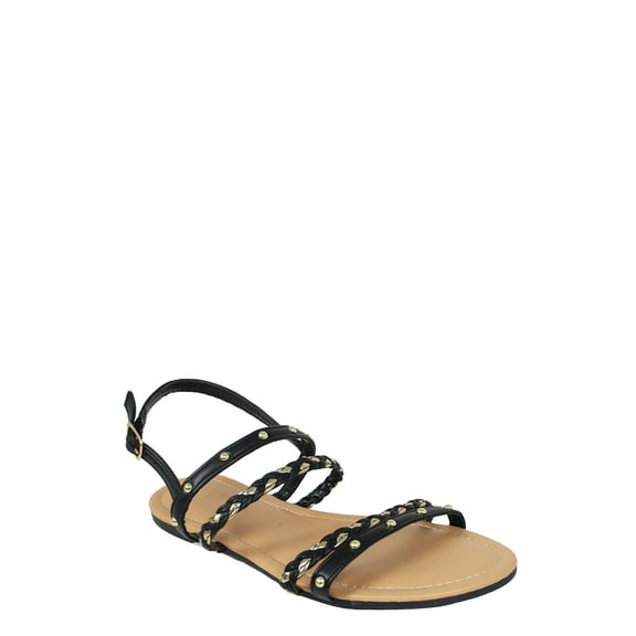 Fifth & Luxe Women's Metallic Braided Stud Flat Sandals, Sizes 6-11