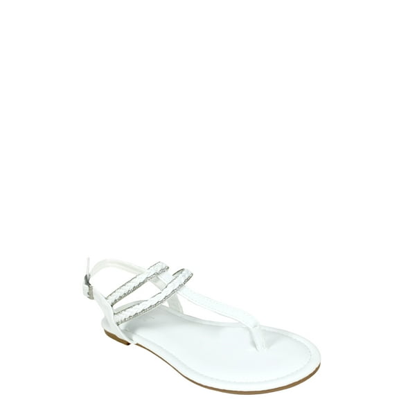 Fifth & Luxe Women's Rhinestone Braided T-Strap Flat Sandals, Sizes 6-11