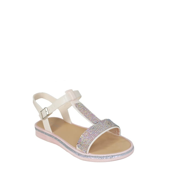 Fifth & Luxe Women's Strappy Rhinestone Glitter Flat Sandals, Sizes 5/6-11