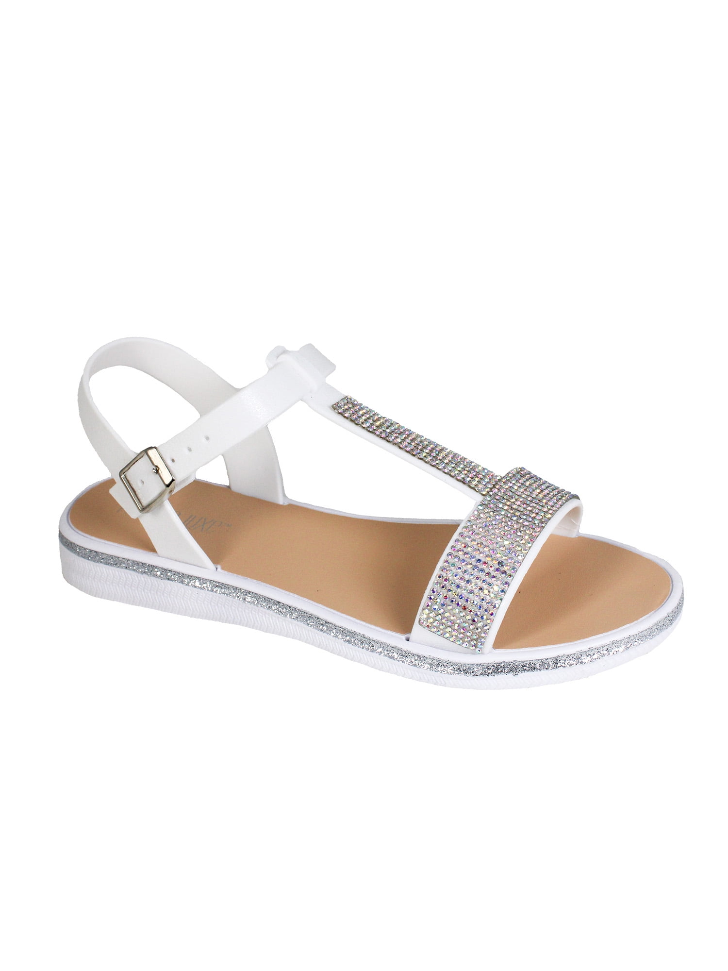 Fifth & Luxe Women's Strappy Rhinestone Glitter Flat Sandals, Sizes 5/6 ...