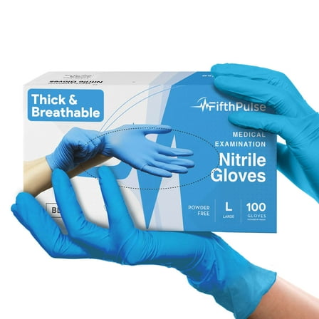 Fifth Pulse Disposable Nitrile Gloves L [100] Latex & Powder Free Gloves - Blue