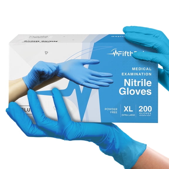 Fifth Pulse Disposable Nitrile Gloves XL [200] Latex & Powder Free Gloves - Blue