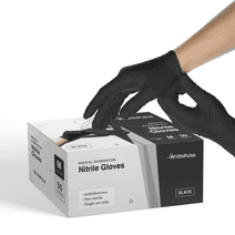 Fifth Pulse Nitrile Exam Latex Free & Powder Free Gloves - Black - Box of 50 Gloves (Medium)