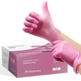 thumbnail image 1 of Fifth Pulse Vinyl Exam Gloves All-Purpose Disposable Gloves - Pink - Box of 50 Gloves (Medium), 1 of 6