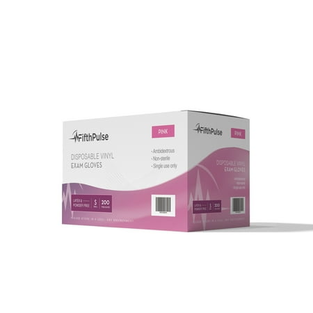 Fifth Pulse Vinyl Gloves - Pink - Box of 200 Gloves (Small)