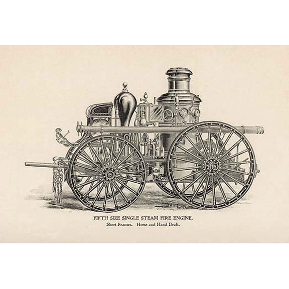 Fifth Size Single Steam Fire Engine: Short Frames Fine art canvas print (20" x 30")
