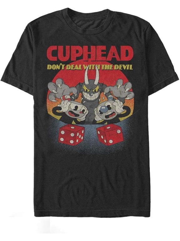 Cuphead Don't Deal Snake Eyes Mens Graphic T Shirt Black Large