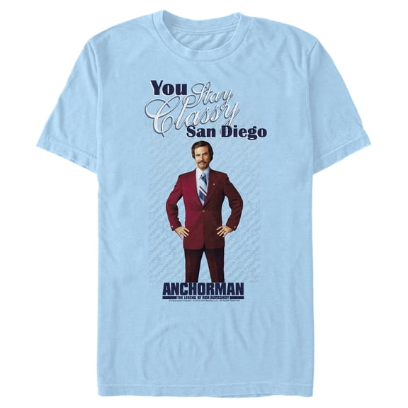 Fifth Sun Mens Anchorman Stay Classy Ron T-Shirt 2X Light Blue
