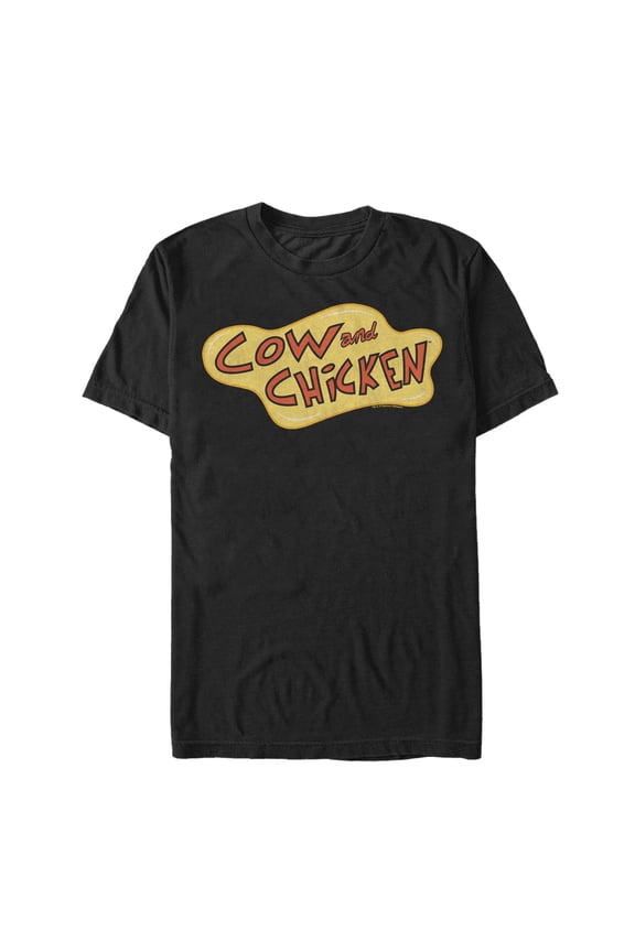 Fifth Sun Mens Cow and Chicken Text Logo T-Shirt