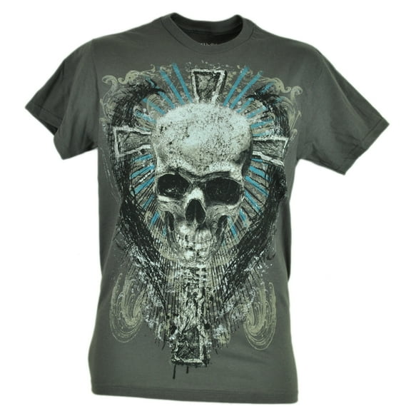 Fifth Sun Skull Cross Skeleton Graphic Gray Tshirt Novelty Brand Tee Shirt Small