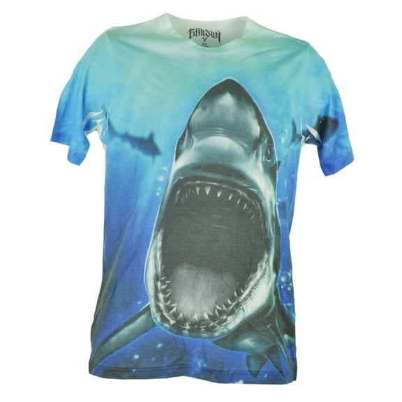 Fifth Sun White Shark Open Jaw Graphic White Mens Adult Tshirt Tee Shirt XLarge