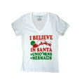 thumbnail image 1 of Fifth Sun Womens I Believe in Santa Unicorns Mermaids Holiday T-Shirt Shirt M, 1 of 1