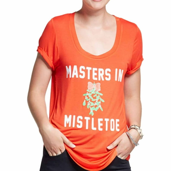Fifth Sun Womens Masters in Mistletoe Semi Sheer Holiday Short Sleeve T-Shirt L