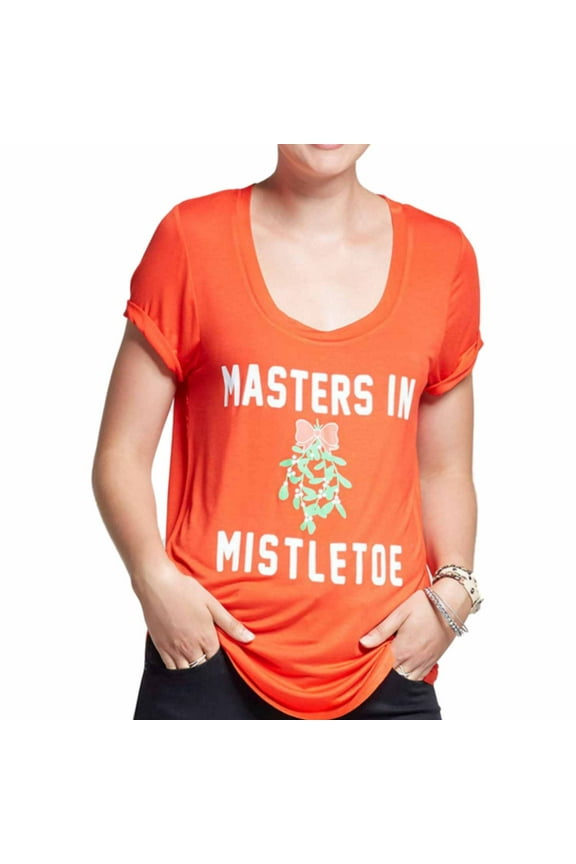 Womens Masters in Mistletoe Semi Sheer Holiday Short Sleeve T-Shirt M