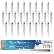 FifthPulse 1 ml Syringe without Needle - 25 Pack of Disposable Syringes - Medical, Scientific Lab, Home Use, Plant, and More - Sterile Luer Lock