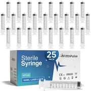 FifthPulse 100 ml Syringe without Needle - 25 Pack of Disposable Syringes - Medical, Scientific Lab, Home Use, and More - Sterile Luer Lock