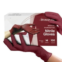 FifthPulse Burgundy Nitrile Disposable Gloves - 100 -M-Powder and Latex Free - Surgical Medical Gloves