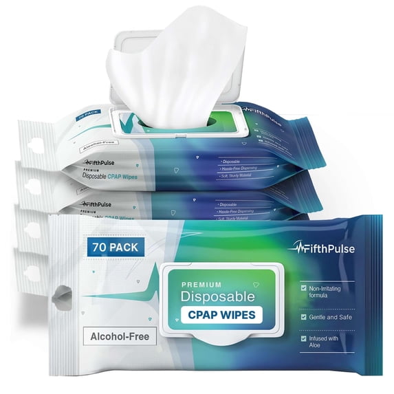 FifthPulse CPAP Mask Wipes - 350 - Chemical Free - Disposable CPAP Cleaner Wipes - Unscented, Aloe Infused, and Alcohol Free