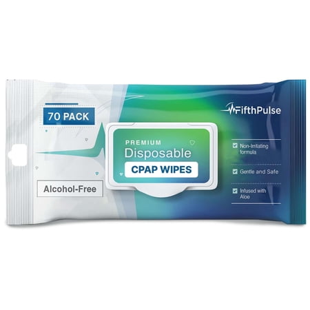 FifthPulse CPAP Mask Wipes - 70 Pack - Chemical Free - Disposable CPAP Cleaner Wipes - Unscented, Aloe Infused, and Alcohol Free