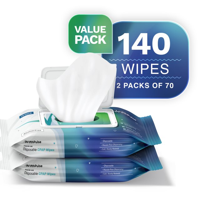 FifthPulse Disposable CPAP Wipes, Unscented Infused with Aloe Vera