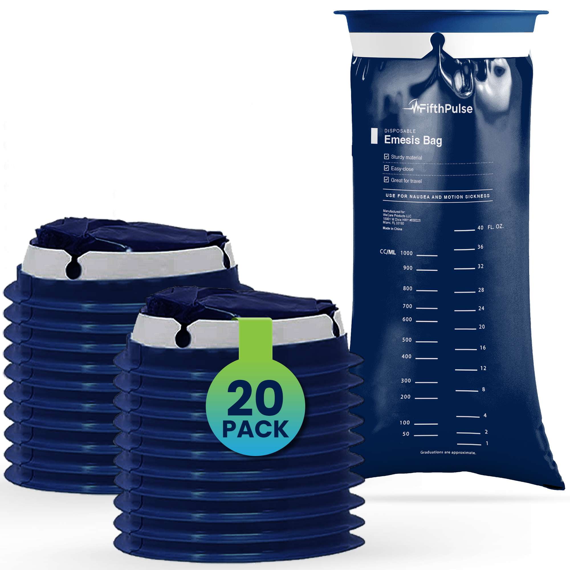 FifthPulse Disposable Emesis Bags (20) Barf Bags for Kids and Adults