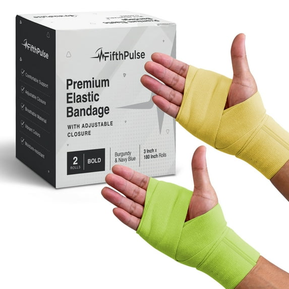 FifthPulse Elastic Bandage Wrap For Wounds, 2 Pack Fun Colors Self-Closure - 3" x 180" Compression Medical Wrap