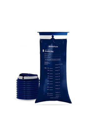 Emesis Bags - Disposable Medical Grade, Leak Resistant, Portable and Individually Wrapped (1000ml) - 10-Pack - Navy Blue
