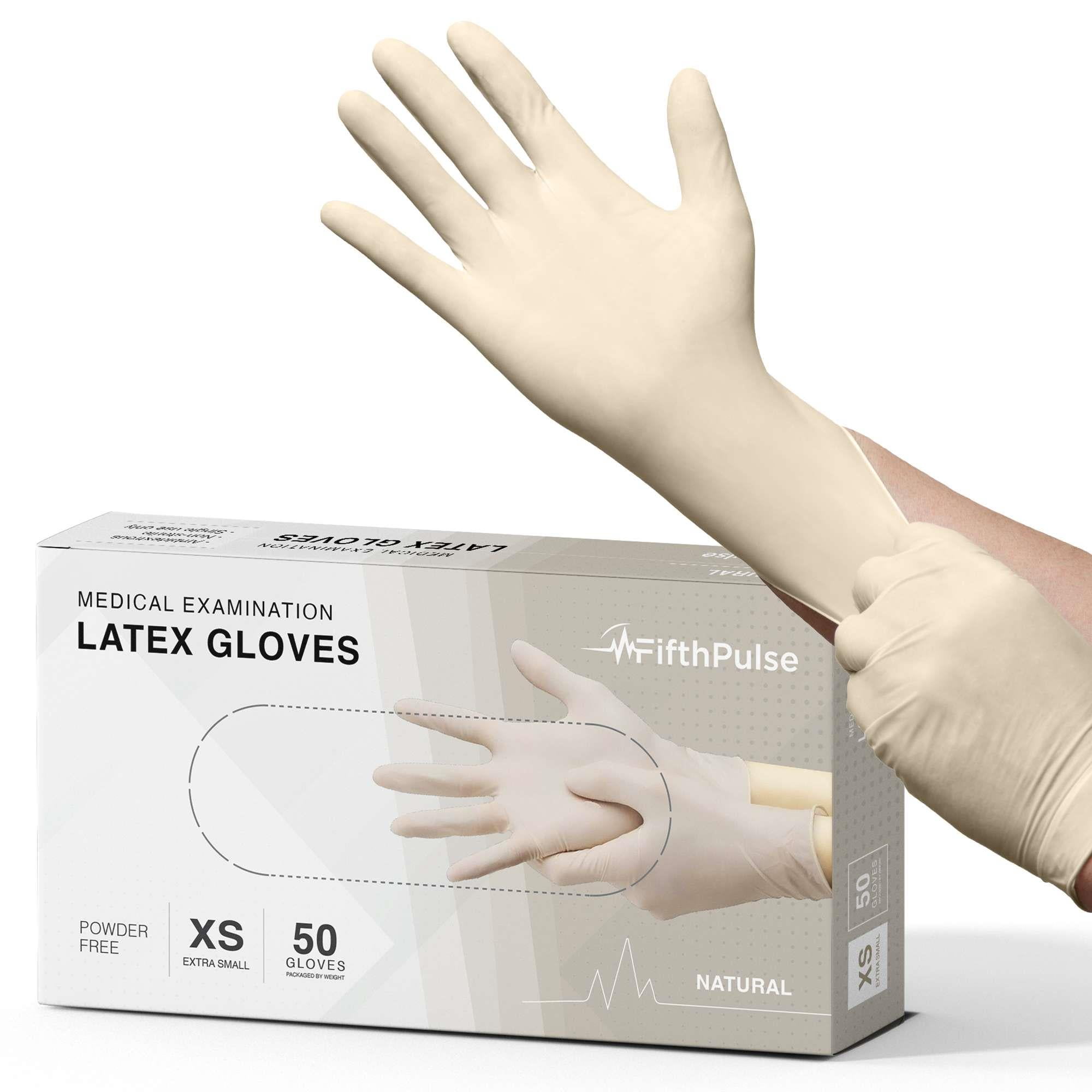 FifthPulse Medical Examination Latex Gloves 100 Count Powder Free