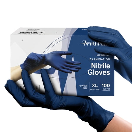 FifthPulse Navy Nitrile Disposable Gloves - 100 -XL-Powder and Latex Free - Surgical Medical Gloves